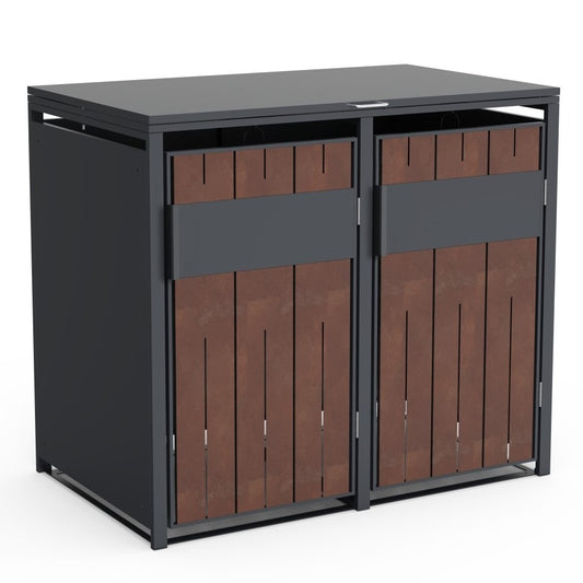 Mülltonnenbox für 120l und 240l als 2er Set, in Cortenstahl Optik, mit Deckel