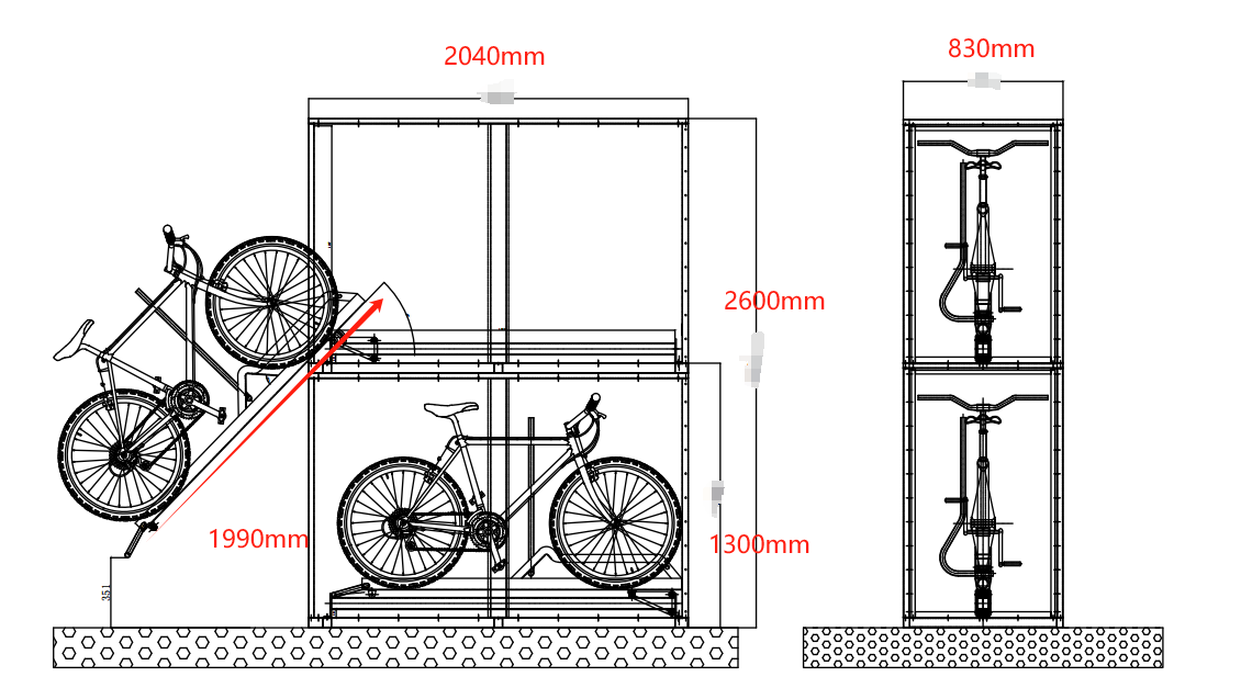 Fahrradgarage Doppelstock mit Fahrradlift