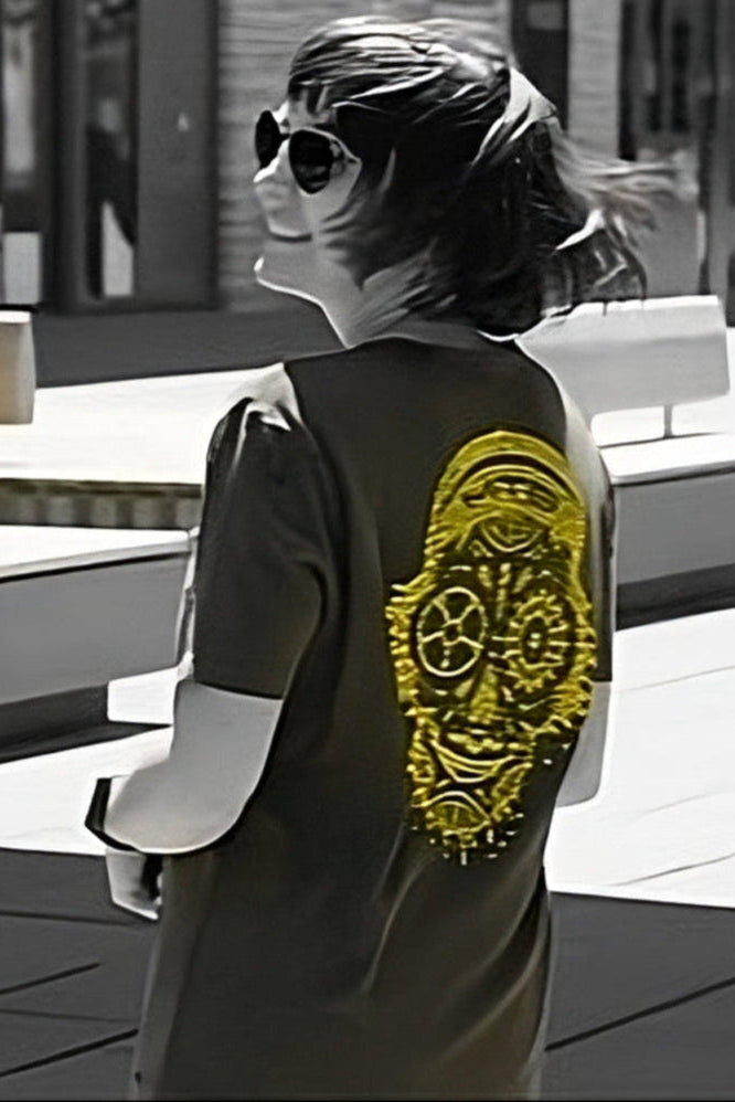 Damen T-Shirt mit Kristall Applikation in gelb