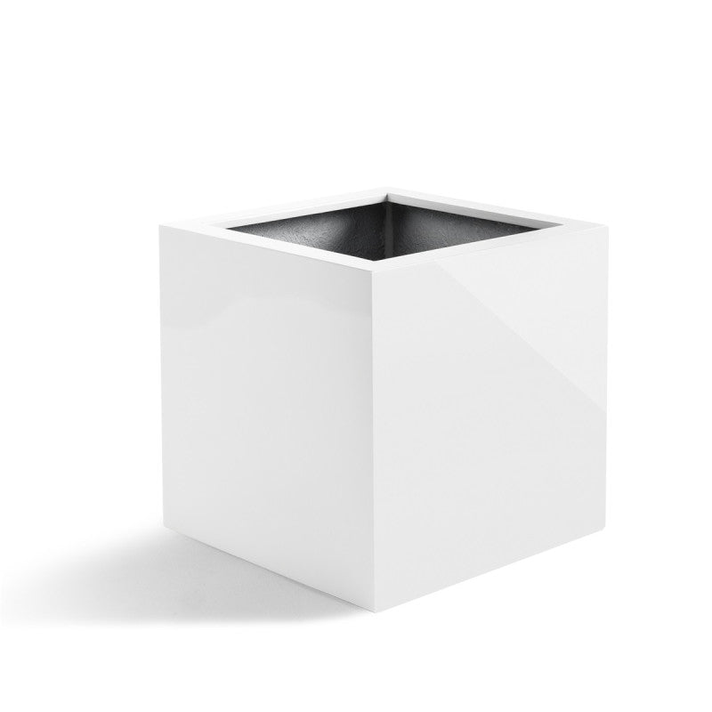 Plfanztopf quadratisch weiss glänzend Luca Lifestyle Argento Cube 20 F1766