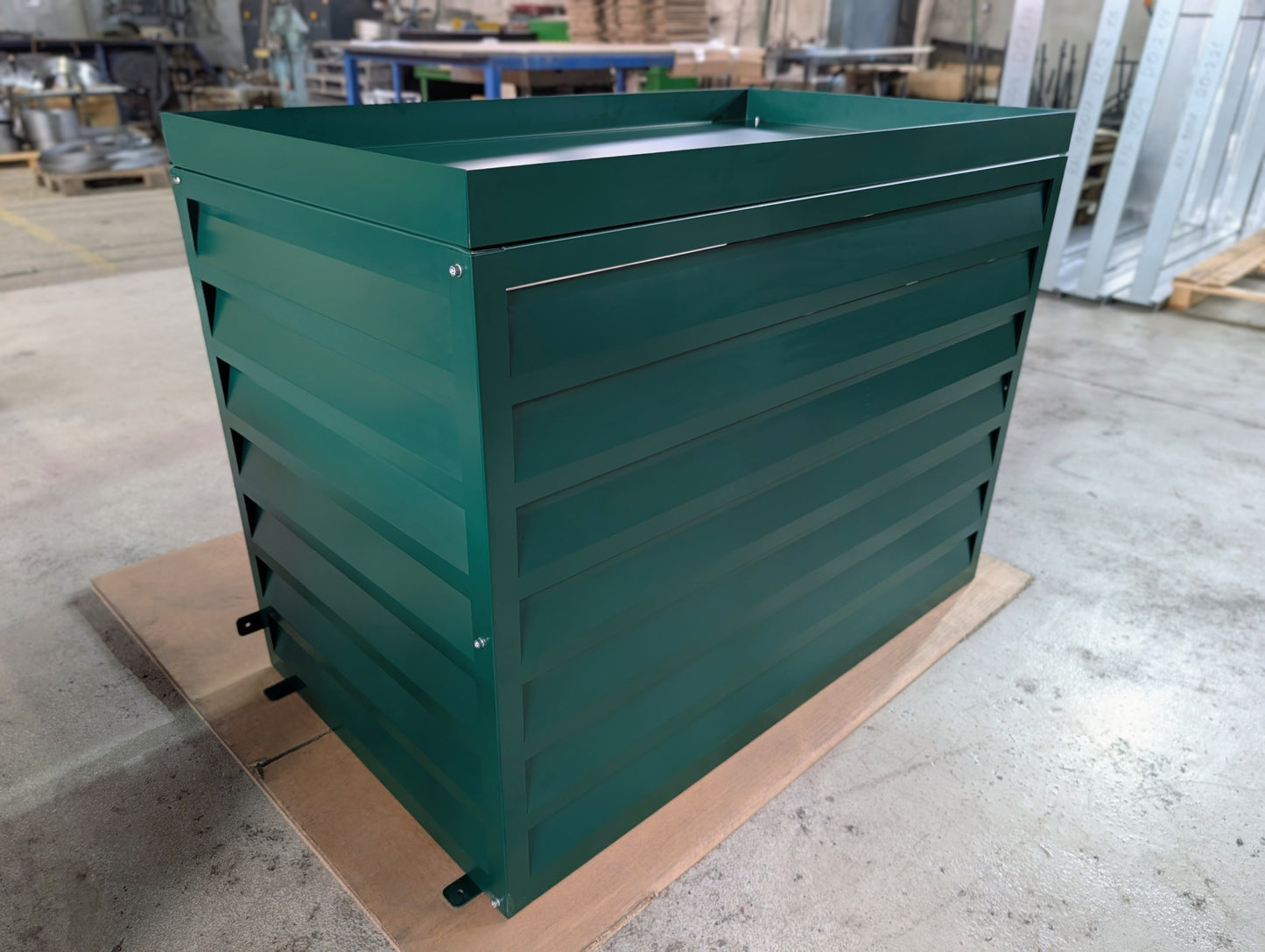 Wärmepumpenabdeckung aus Metall in moosgrün für Bosch 5800