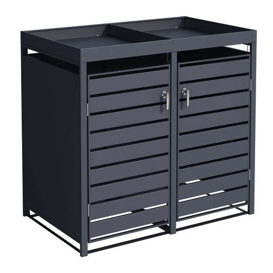 Mülltonnenboxen für 120l oder 240l als 2er Set, anthrazit aus Metall, mit Pflanzwanne