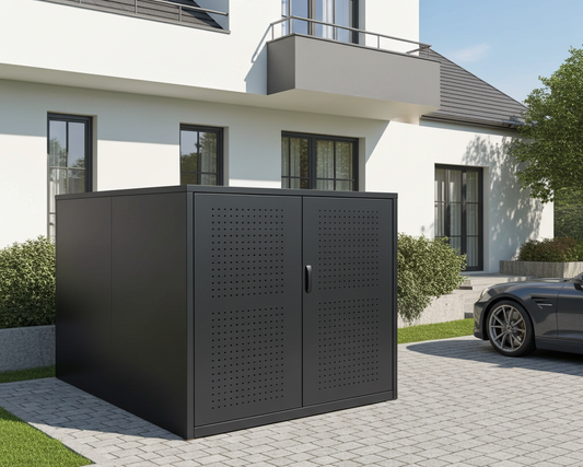 E-Bike Fahrradgarage für zwei E-Bikes mit Zylinderschloß abschliessbar, in Metall anthrazit