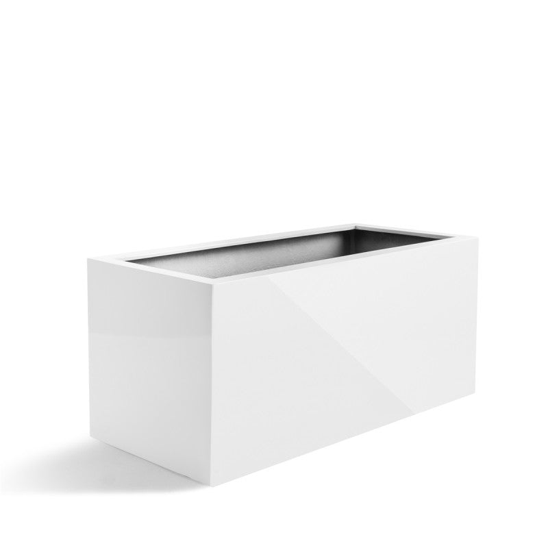 Pflanzkasten Divider Shiny white Luca Lifestyle Argento Box 60 seitlich aufgenommen