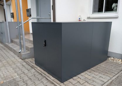 Fahrradgarage Wallstreet mit zwei Fahrradschienen und abschliessbarer Doppeltüre