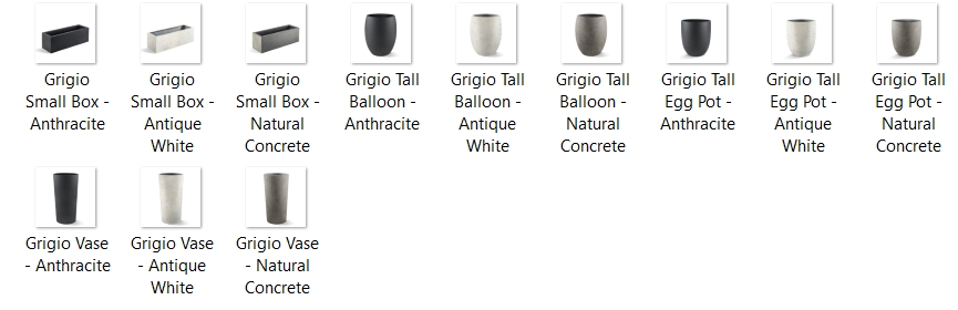 Auswahl an Grigio Blumentoepfen