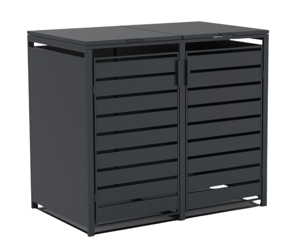 Mülltonnenboxen für 120l oder 240l als 2er Set, anthrazit aus Metall, mit Deckel