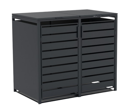 Mülltonnenboxen für 120l oder 240l als 2er Set, anthrazit aus Metall, mit Deckel
