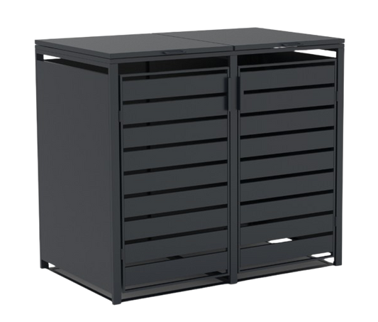 Mülltonnenboxen für 120l oder 240l als 2er Set, anthrazit aus Metall, mit Deckel