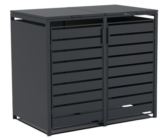 Mülltonnenboxen für 120l oder 240l als 2er Set, anthrazit aus Metall, mit Deckel