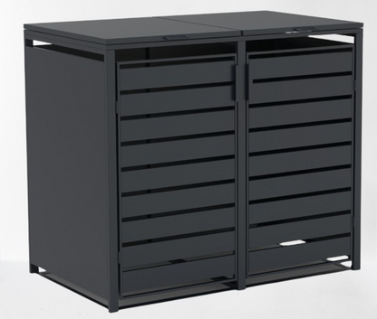 Mülltonnenboxen für 120l oder 240l als 2er Set, anthrazit aus Metall, mit Deckel