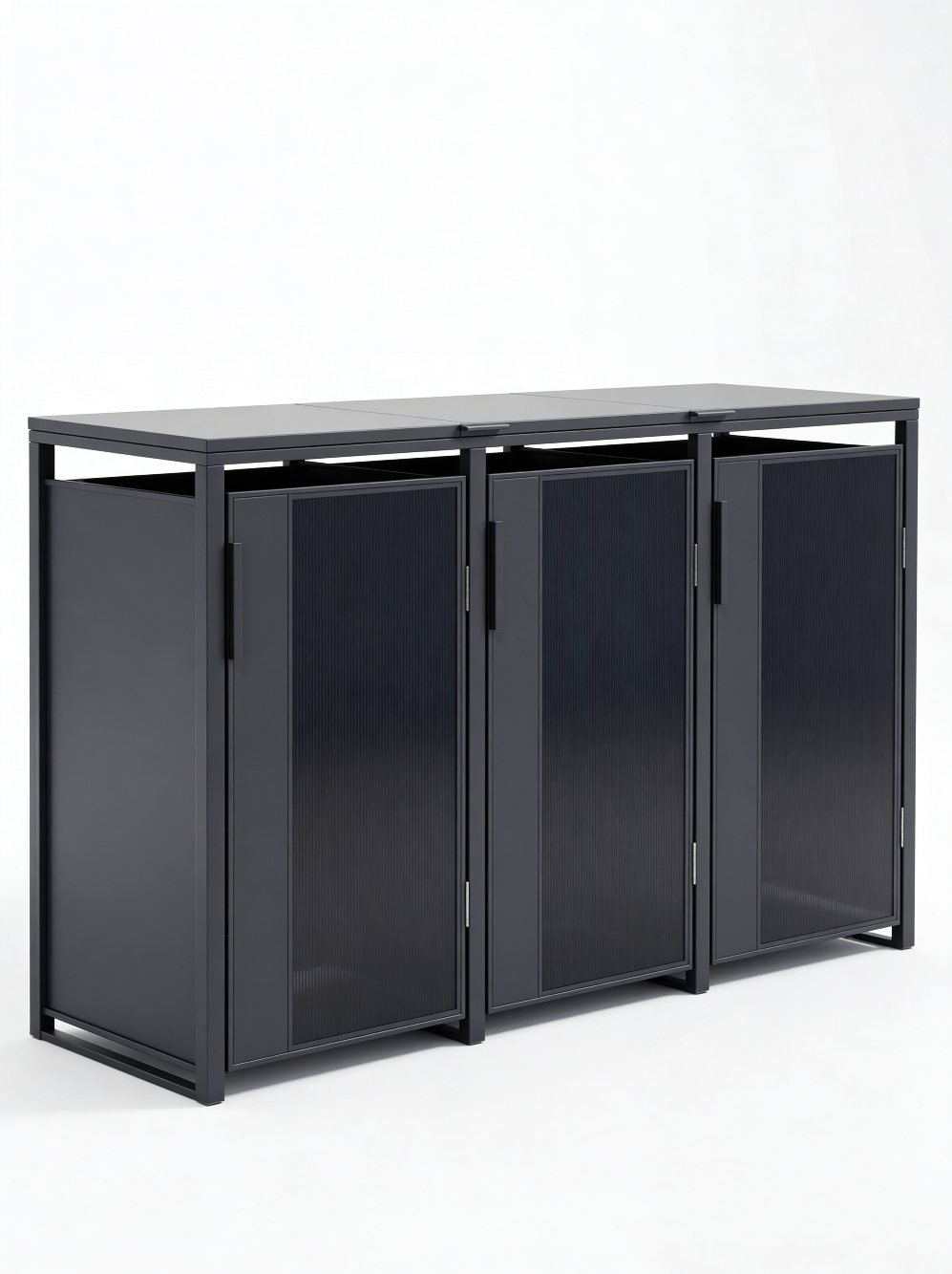 Muelltonnenbox_3er_mit_Deckel_in_antharzit_und_getoenten_Glastueren
