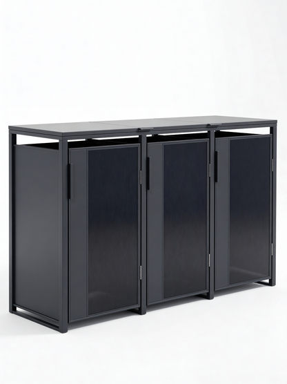 Muelltonnenbox_3er_mit_Deckel_in_antharzit_und_getoenten_Glastueren
