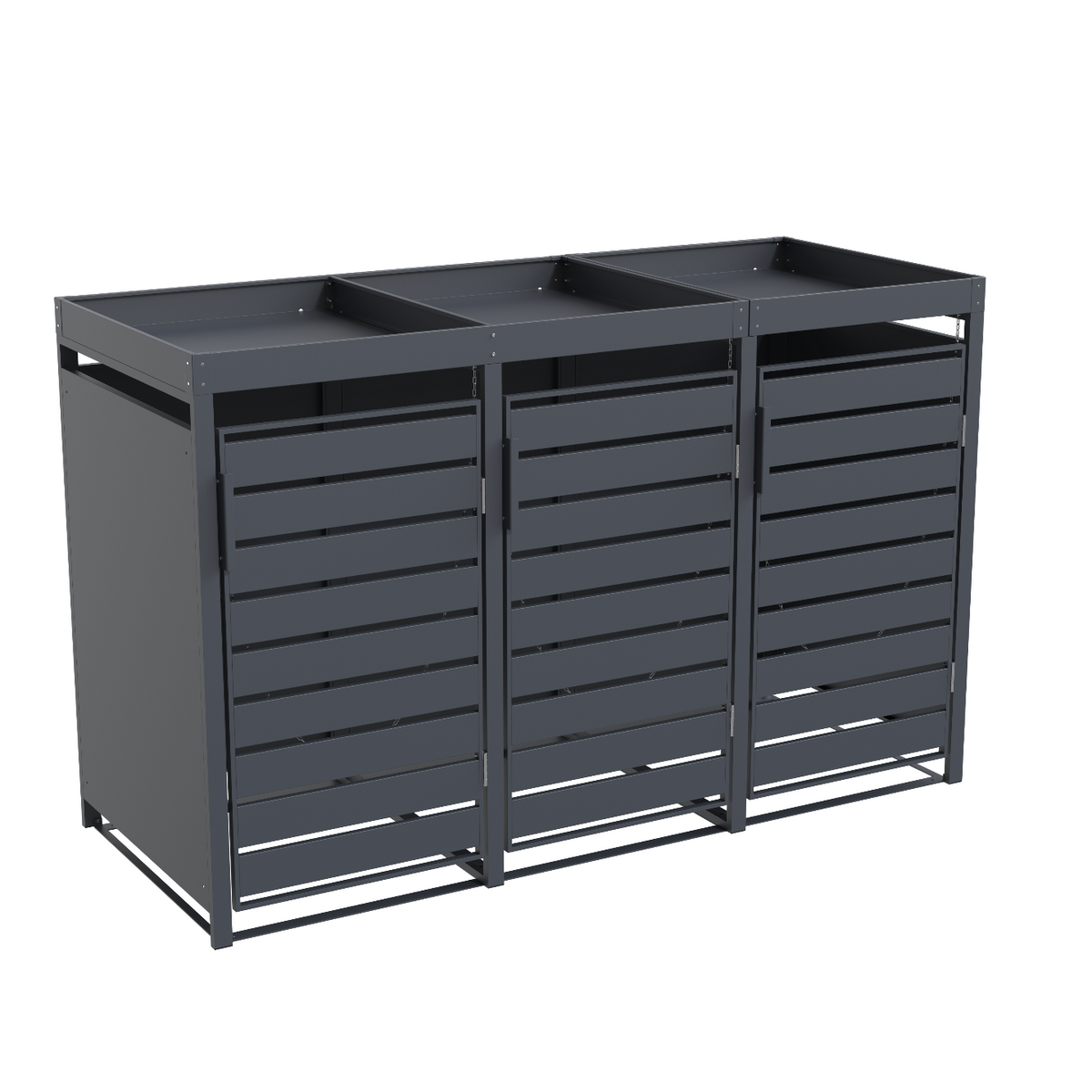 Mülltonnenbox 3er mit Pflanzwanne | 120 l & 240 l | Anthrazit