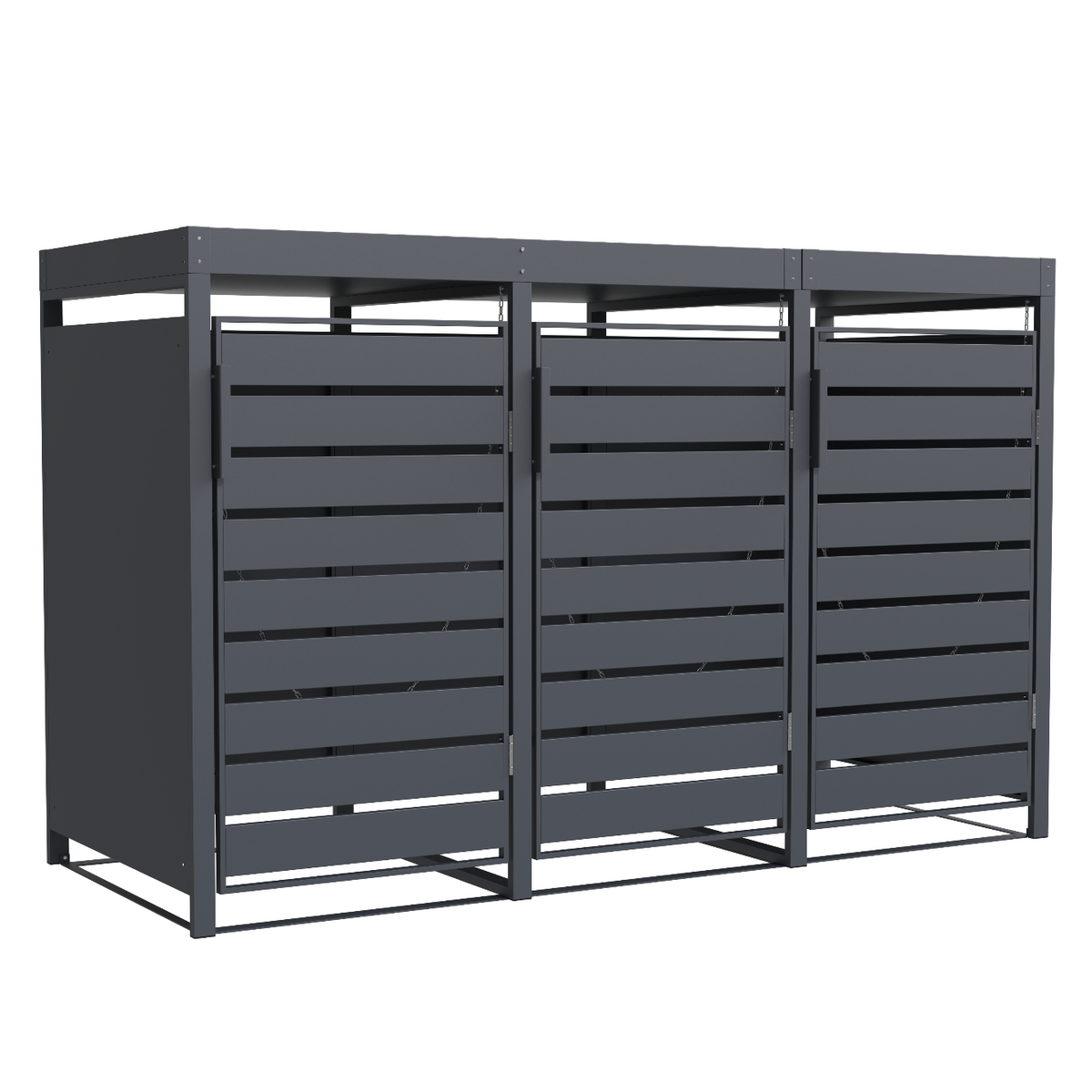 Mülltonnenbox 3er mit Pflanzwanne | 120 l & 240 l | Anthrazit schraeg von unten