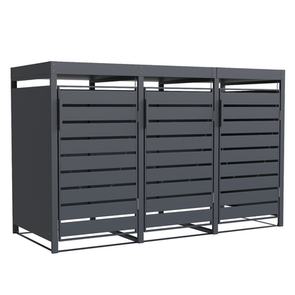 Mülltonnenbox 3er mit Pflanzwanne | 120 l & 240 l | Anthrazit schraeg von unten