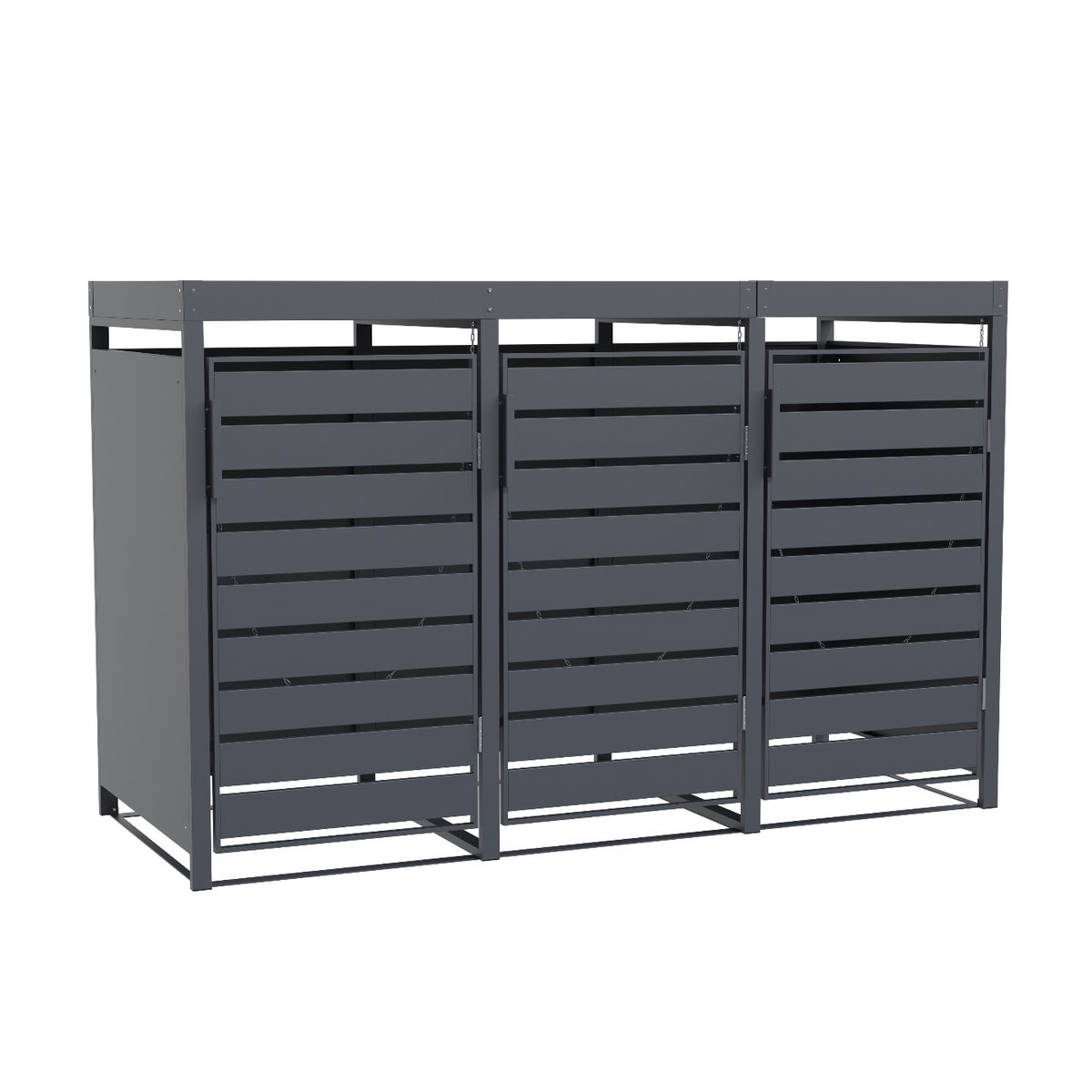 Muelltonnenbox 3er mit Pflanzwanne | 120 l & 240 l | Anthrazit schraeg von vorne links
