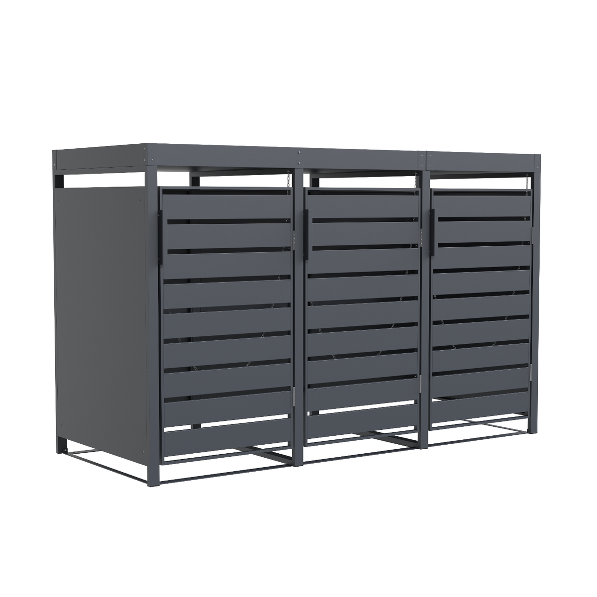 Muelltonnenbox 3er mit Pflanzwanne | 120 l & 240 l | Anthrazit schraeg von vorne links unten