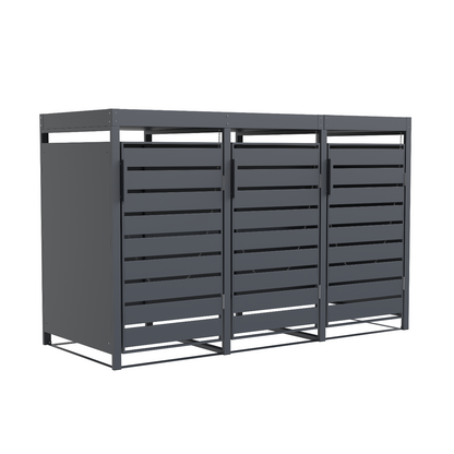 Muelltonnenbox 3er mit Pflanzwanne | 120 l & 240 l | Anthrazit schraeg von vorne links unten