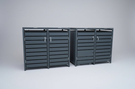 Mülltonnenboxen aus Metall mit Deckel und Chromgriff abschliessbar