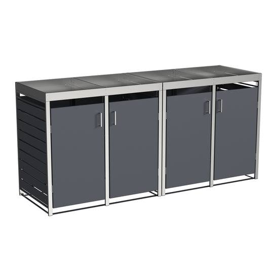 Muelltonnenboxen_4er_in_Edelstahl_mit_Pflanzwanne