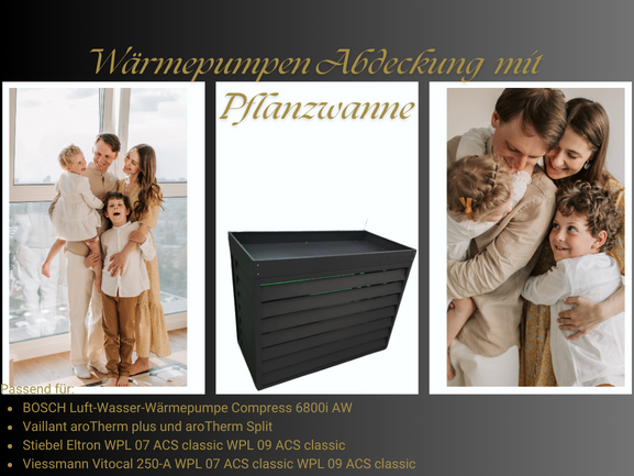 Wärmepumpen Abdeckung aus Metall, mit Pflanzwanne