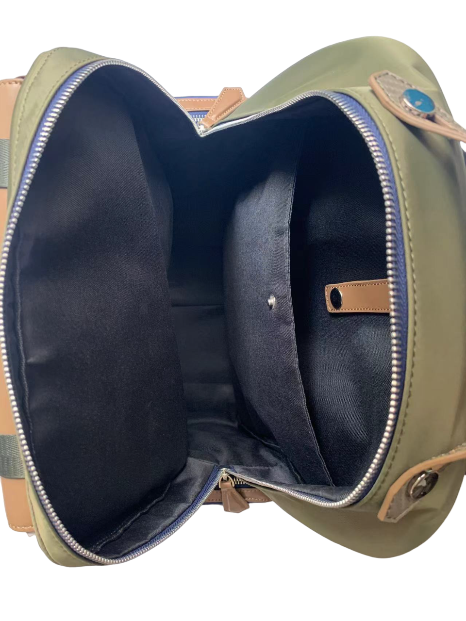Grosse Tasche im Hybrid-Design aus Re-Nylon und Nappaleder