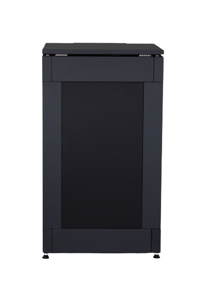 3er Set Mülltonnenboxen 120l Aluminium anthrazit, silberne Edelstahl Griffen
