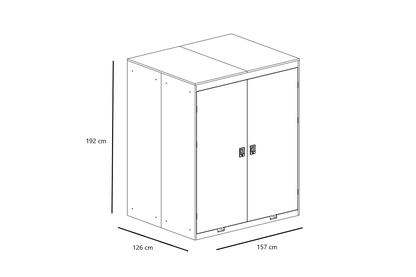 2er Fahrradgarage Stand-Up / Gerätehaus  -  XL Maße: H 192 x B 157 x T 126 cm