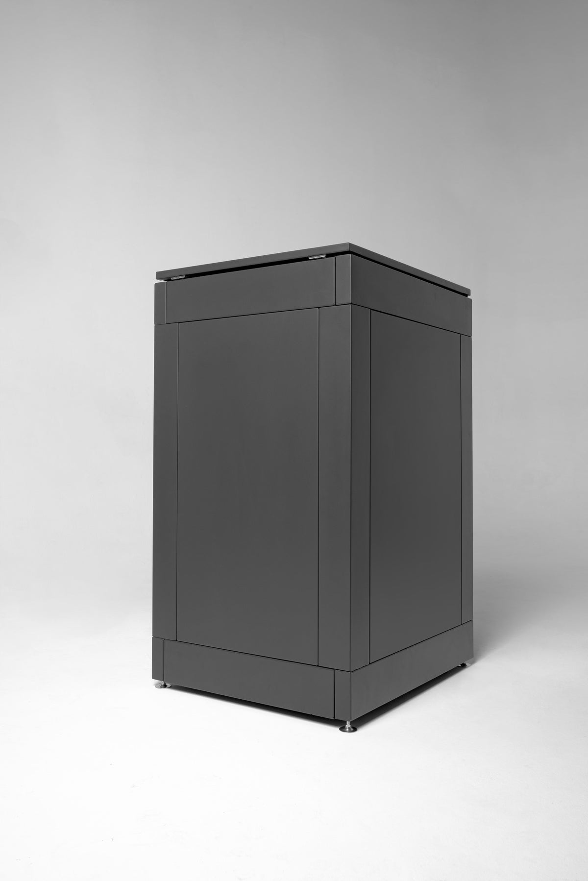 3er Set Mülltonnenboxen 240l Aluminium silberne Griffe in Edelstahl