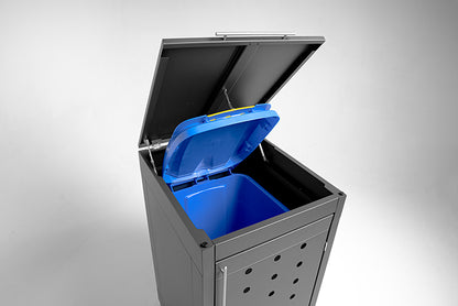 3er Set Mülltonnenboxen 240l Aluminium silberne Griffe in Edelstahl
